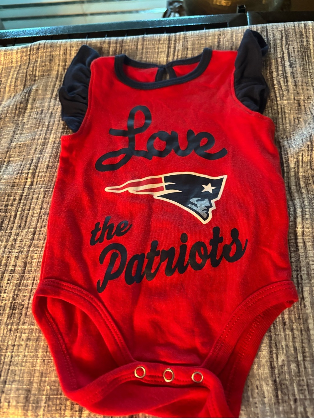 NFL Red and Navy Baby Onesie with Script Detail